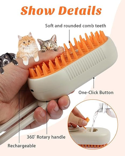 FluffMist Pet Brush – Steam Mist Grooming & Detangling Tool