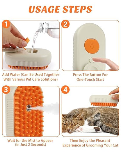 FluffMist Pet Brush – Steam Mist Grooming & Detangling Tool