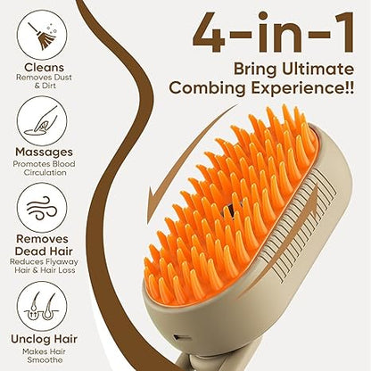 FluffMist Pet Brush – Steam Mist Grooming & Detangling Tool
